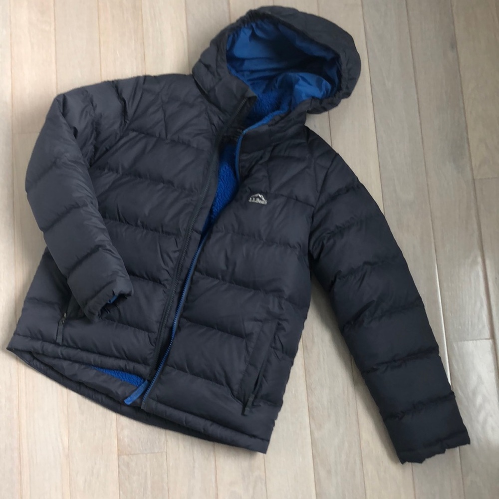 Boys LLBean fleece line down parka